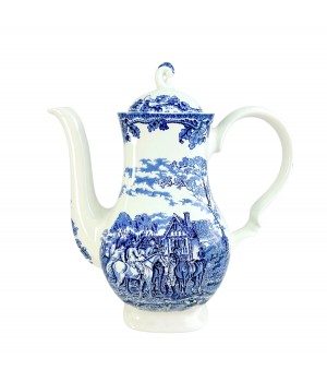 Чайник, заварник Myotts Country Life, Сельская жизнь, Охота, синий. Англия