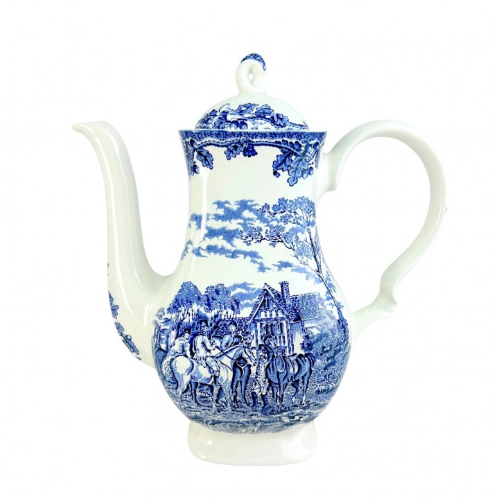 Чайник, заварник Myotts Country Life, Сельская жизнь, Охота, синий. Англия