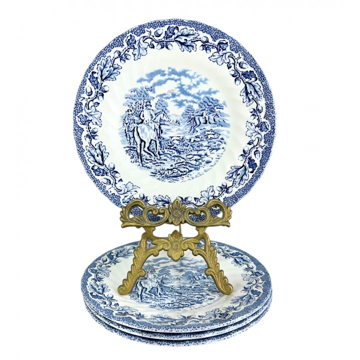 Тарелки пирожковые Myotts Country Life, Сельская жизнь, Охота, синий. Англия