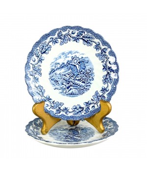 Блюдца Myotts Country Life, Сельская жизнь, Охота, синий. Англия