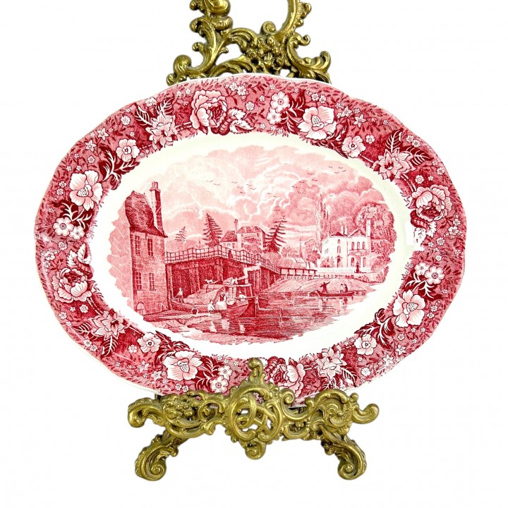 Блюдо овальное Palissy Pottery, Thames River Scenes. Англия