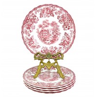 Тарелки пирожковые Myotts, Tonquin, красная посуда. Англия