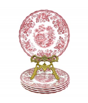 Тарелки пирожковые Myotts, Tonquin, красная посуда. Англия