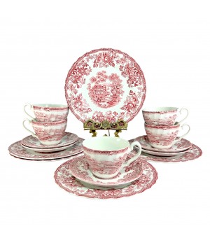 Чайное трио Myotts, Tonquin, красная посуда. Англия