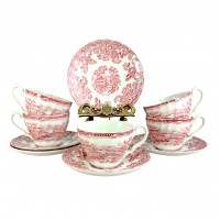 Чайная пара Myotts, Tonquin, красная посуда. Англия