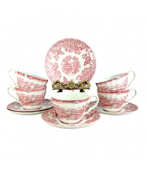 Чайная пара Myotts, Tonquin, красная посуда. Англия