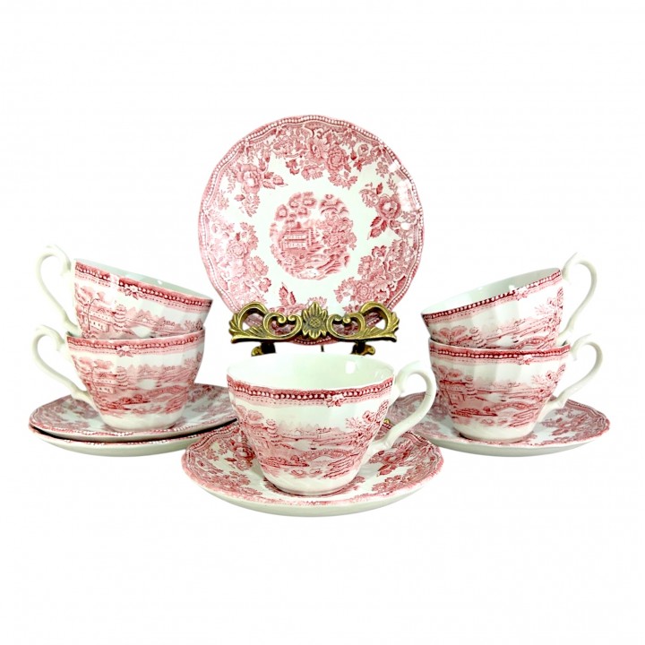 Чайная пара Myotts, Tonquin, красная посуда. Англия