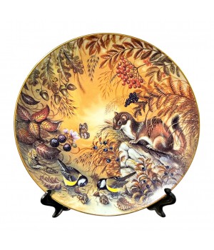 Декоративная тарелка, Ласка и синички, Lilien Porzellan, винтаж. Германия