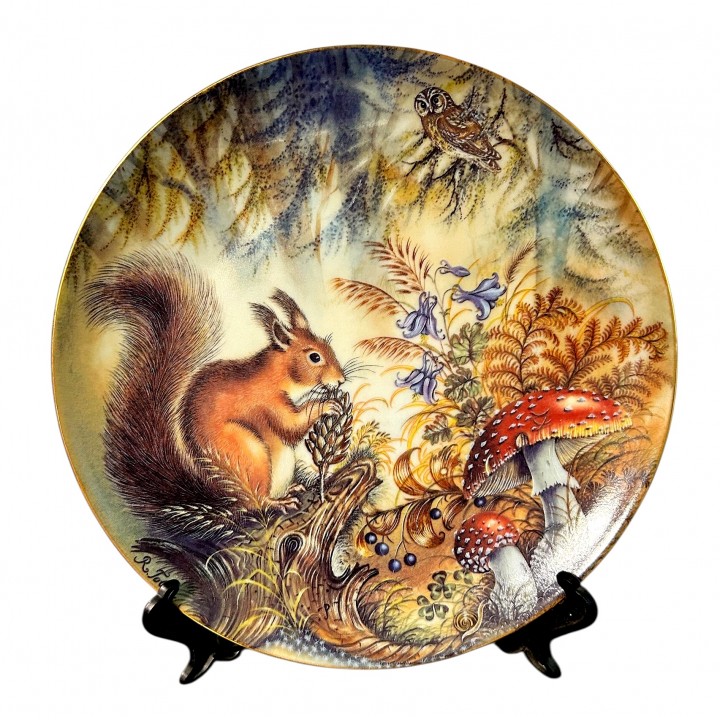Декоративная тарелка, Белочка, Lilien Porzellan, винтаж. Германия