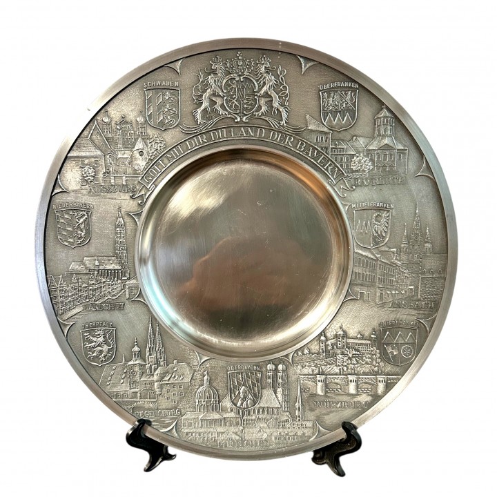 Декоративная тарелка Bayern, олово. Германия