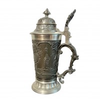 Кружка пивная с крышкой Город Гисен, олово. Германия