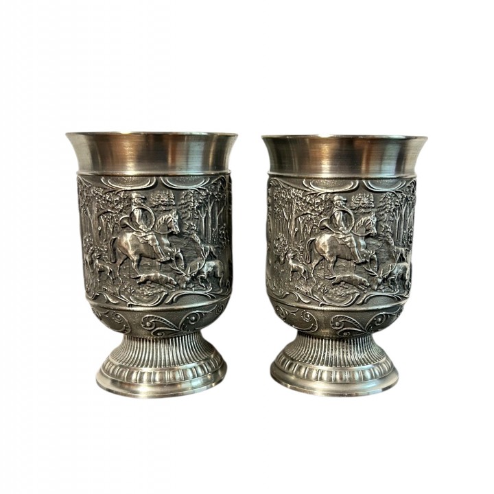 Два бокала, комплект, Охота BMF, олово. Германия