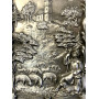 Панно оловянное на деревянной основе Пастух. Германия