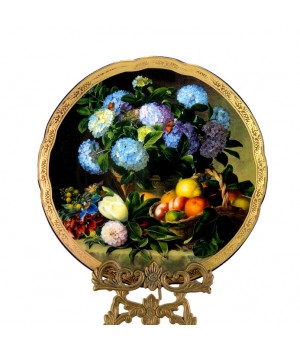 Декоративная тарелка Натюрморт, Гортензии с фруктами