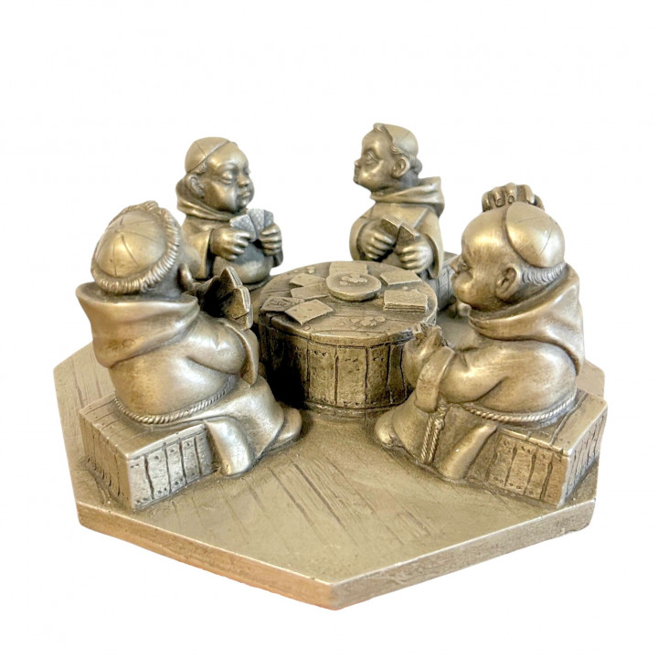 Статуэтка Монахи - картежники, олово, 1940-1950х г. Германия