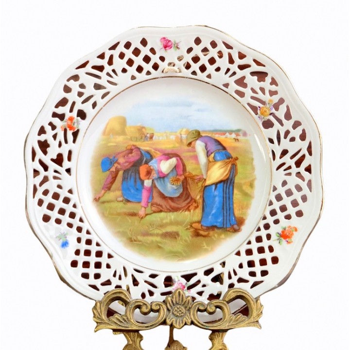 Декоративная тарелка Дюрер, Сбор урожая, прорезной фарфор, Schumann