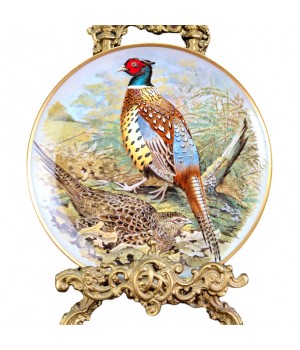  Декоративная тарелка Фазан, Сhinese ring necked pheasand, Дичь, Лимож, Limoges